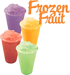 Quatro copos de FrozenFruit coloridos